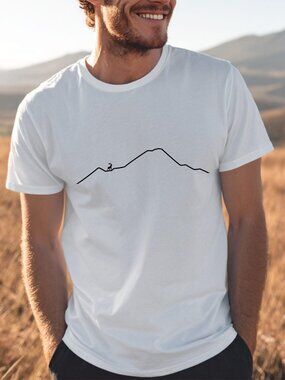 Minimalist Mountain Goat T-Shirt 🐐⛰️ | Line Art Alpine Silhouette Tee